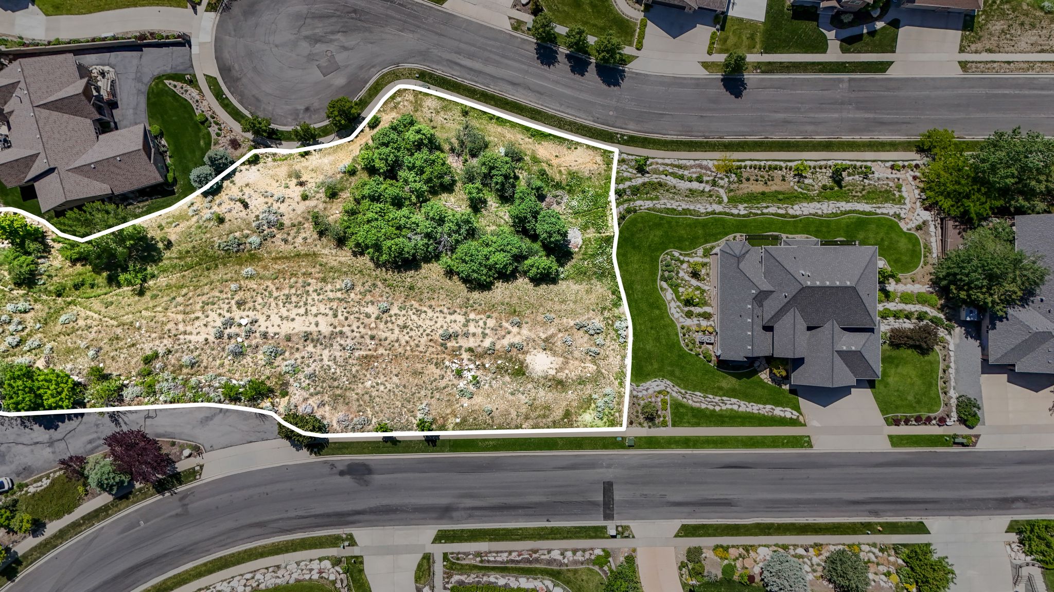 Expansive raw land parcel featuring varied topography and natural vegetation