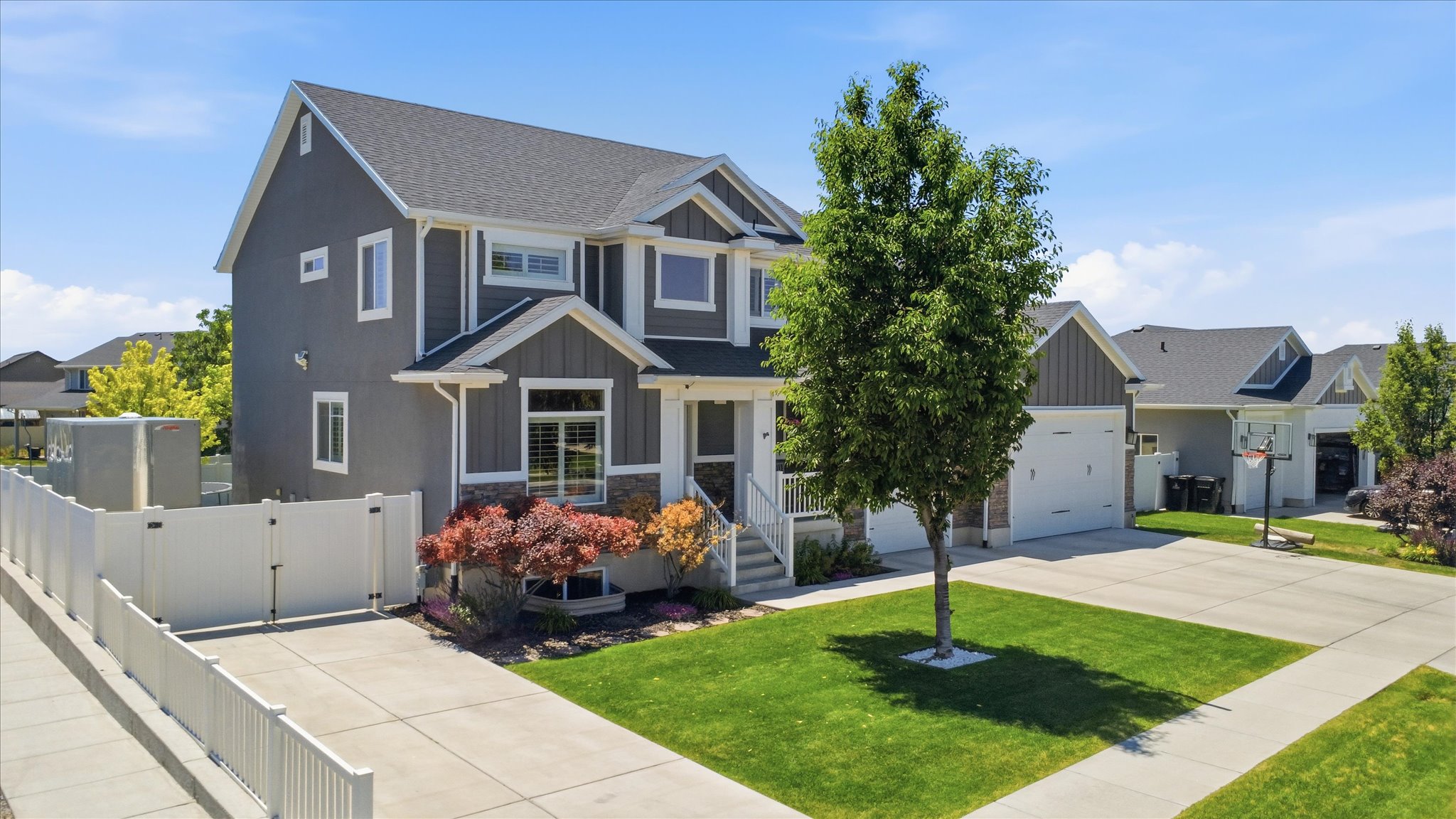 Contemporary gray exterior with white trim details