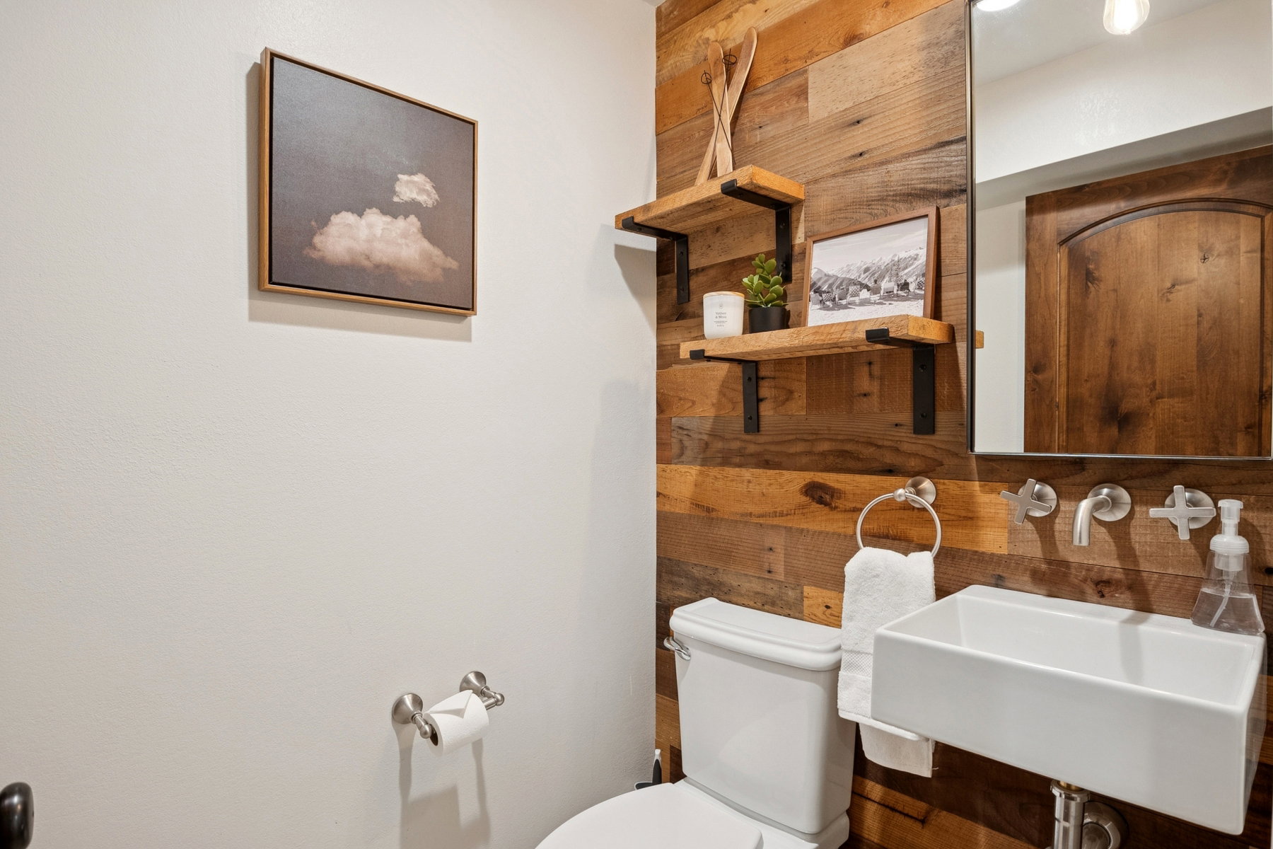 Accent wall featuring horizontal wood planks