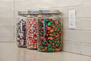 Light-colored subway tile backsplash complementing a neutral countertop