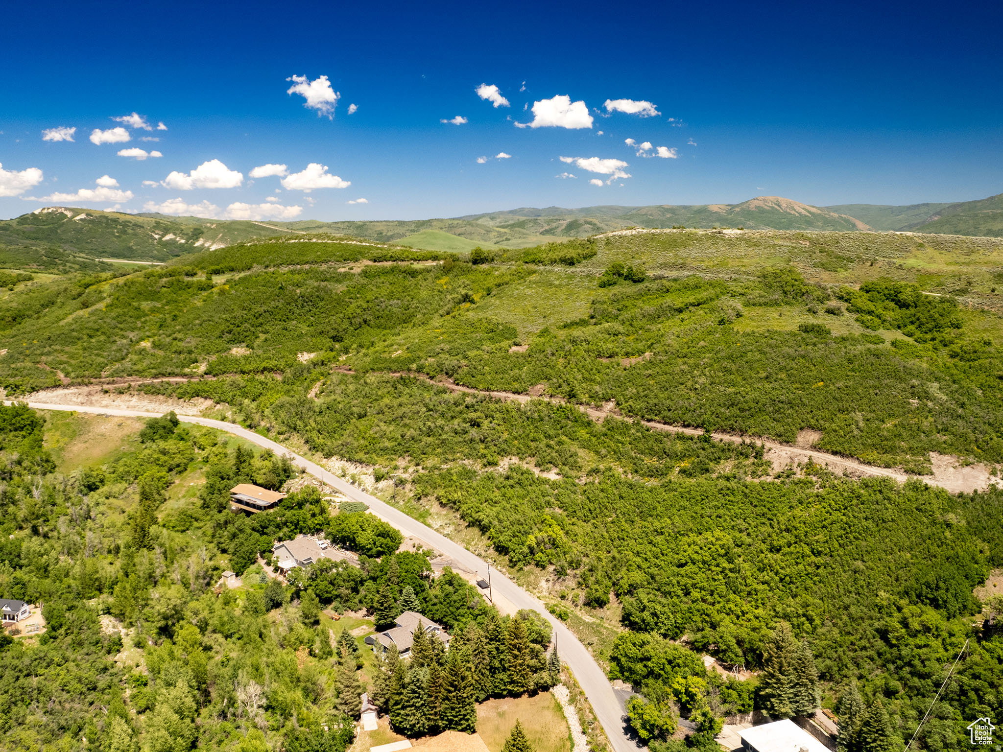 Expansive green hillsides and distant mountains under a clear blue sky