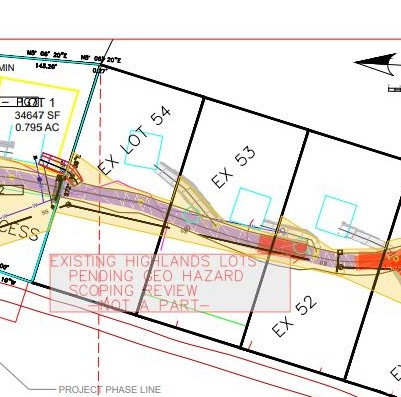 Site Plan. Displaying property boundaries and existing lot configurations