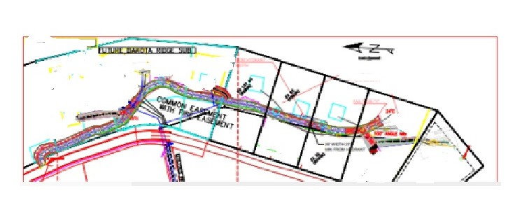 Plat Map. Illustrating property boundaries, common easements, and proposed subdivision layouts for the property
