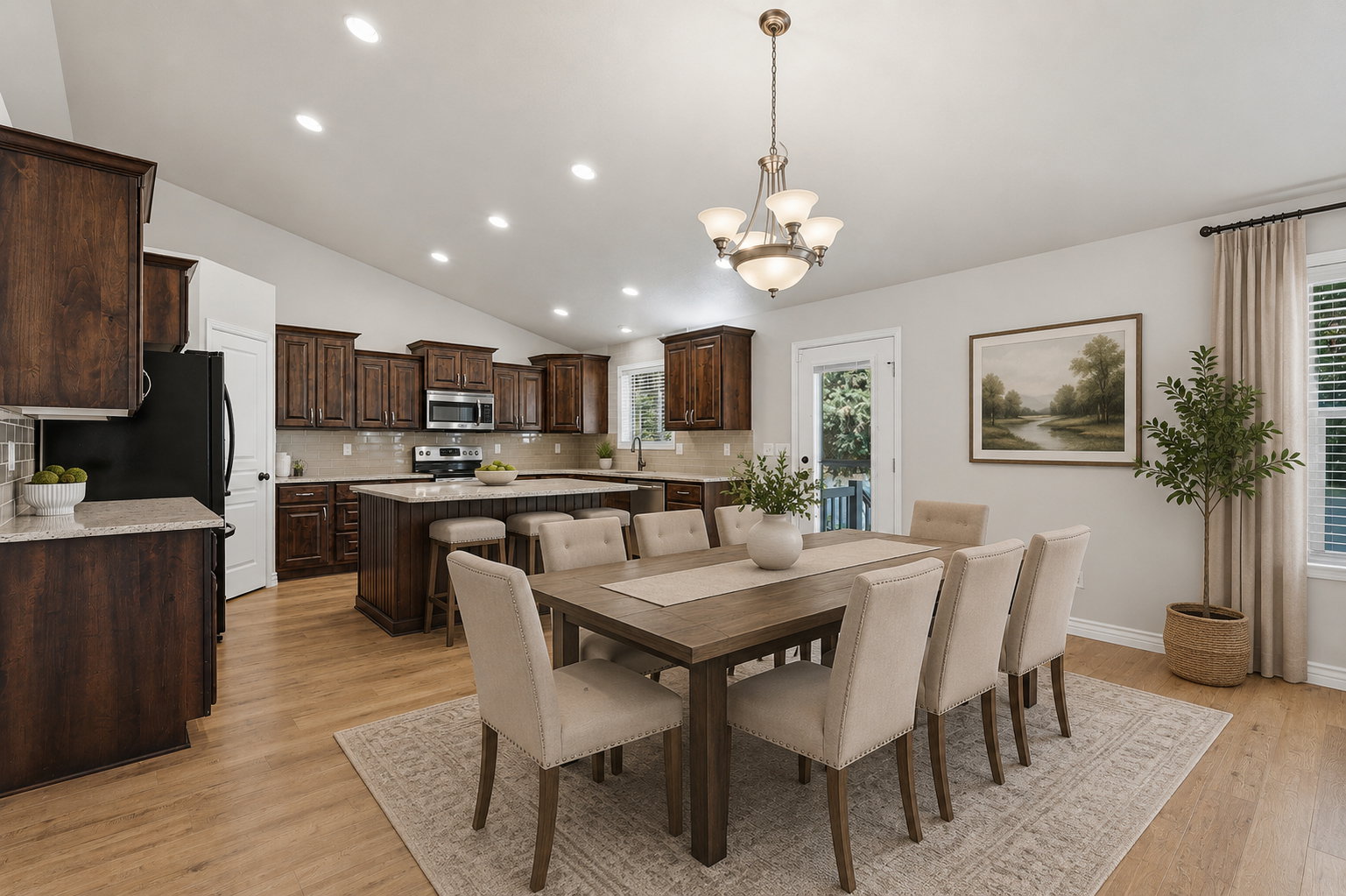 Digitally staged dining area