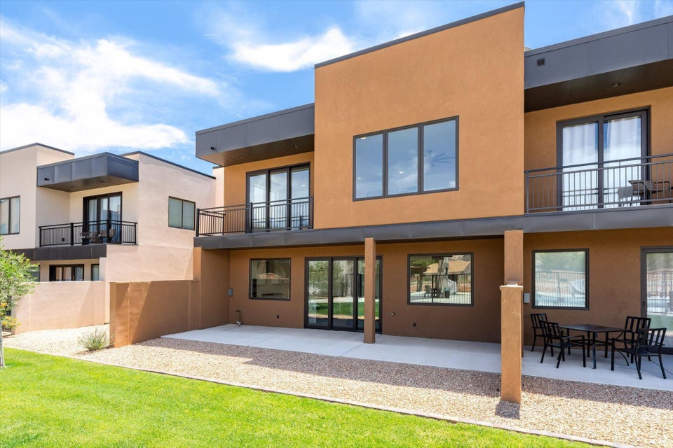 Contemporary architecture featuring stucco exteriors and flat roofs