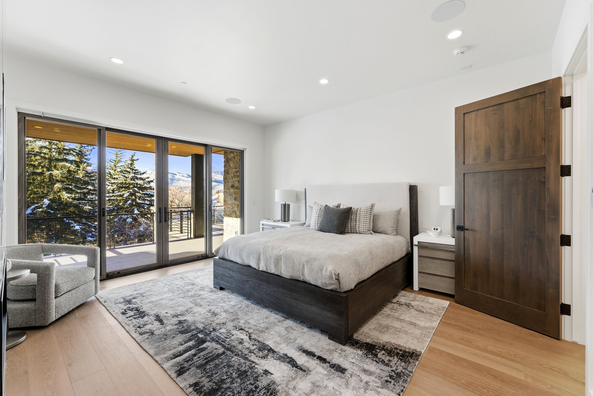 Sliding glass doors opening to an exterior balcony