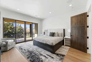 Sliding glass doors opening to an exterior balcony