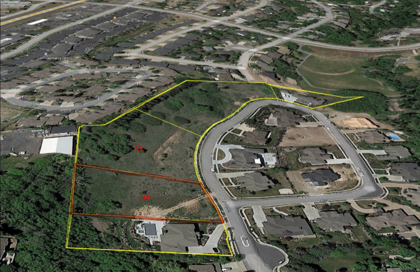 Aerial Property Diagram. Depicting boundary lines and surrounding structures for the property