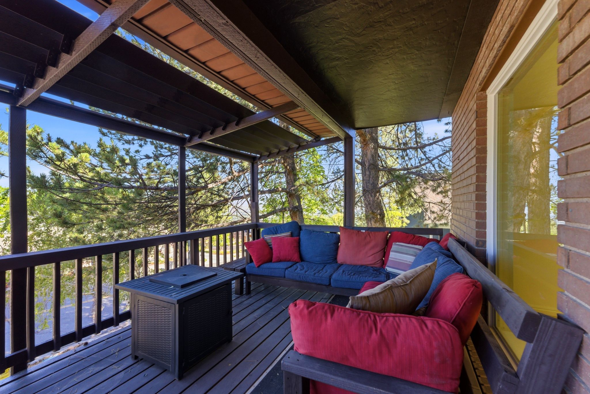 Front porch and covered deck.
