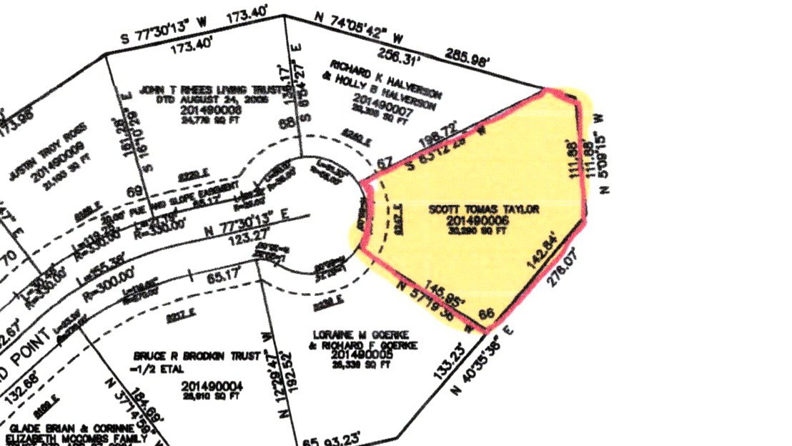 Property Survey. Illustrating boundary lines, dimensions, and ownership details for the property