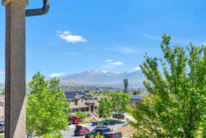 Distant mountain range with snow-capped peaks