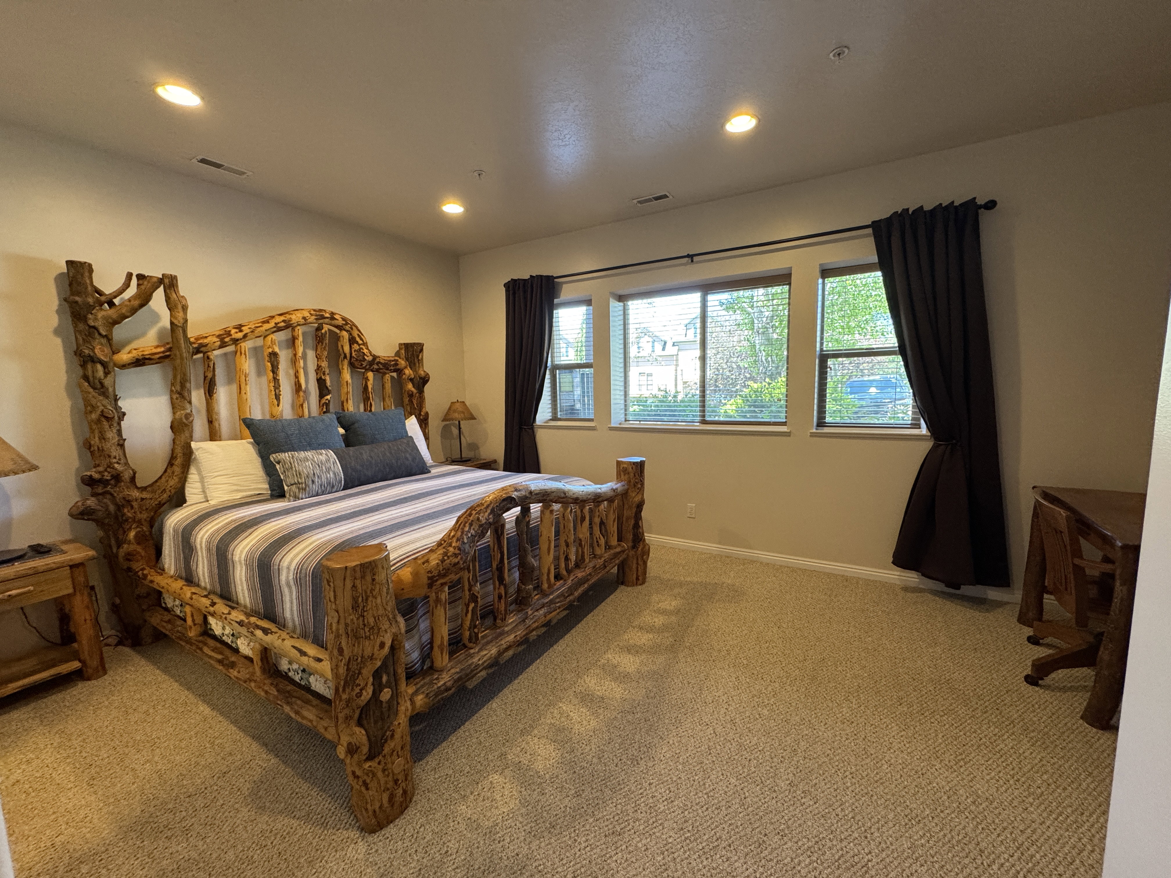 Primary bedroom has ample space for an office in the corner. New King size mattress.