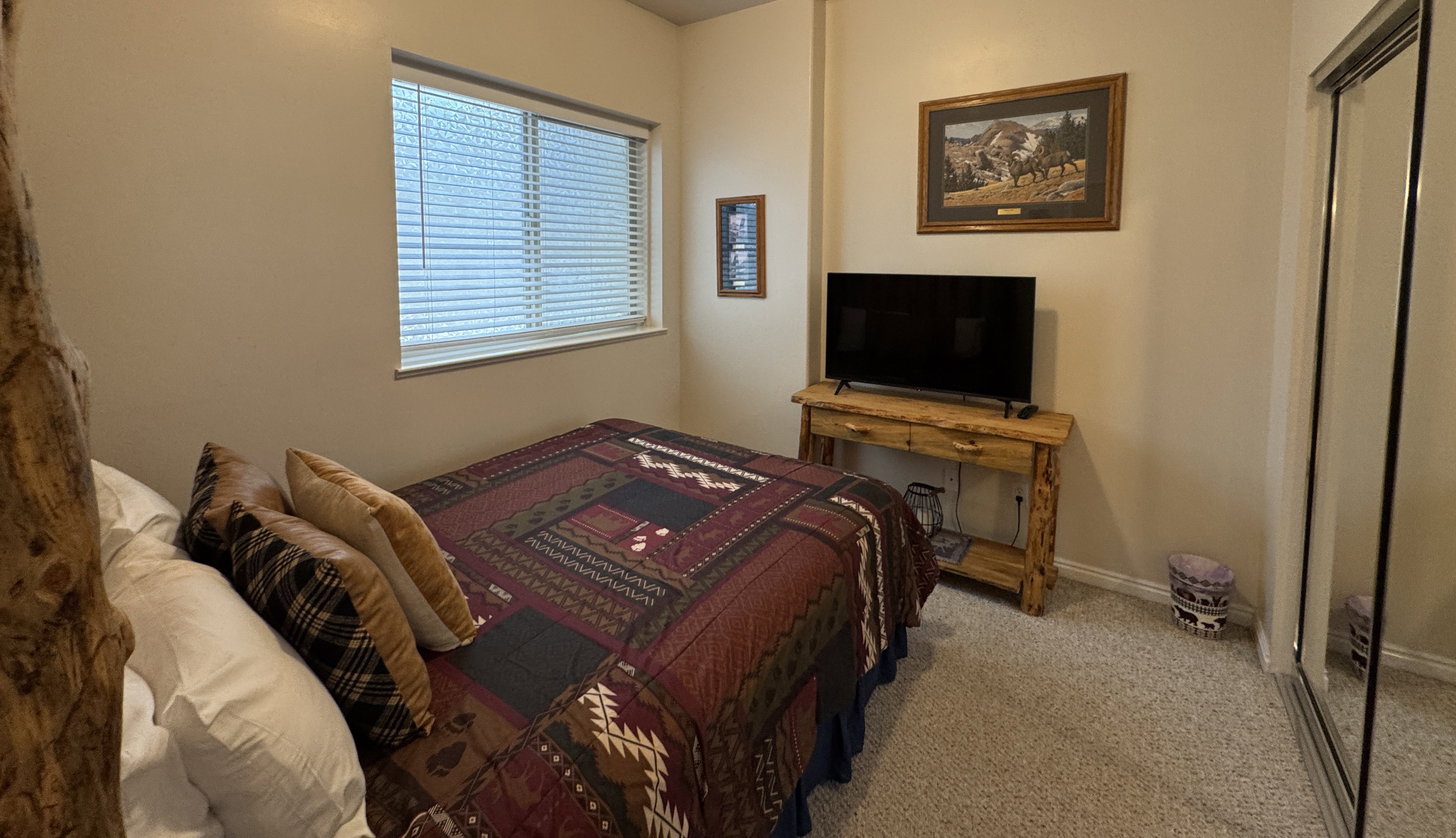 Lower level private queen size bed and closet