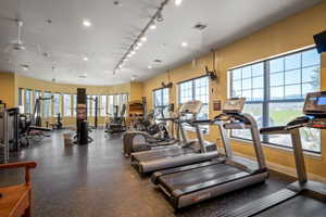 Dedicated fitness center featuring cardio and weight training equipment