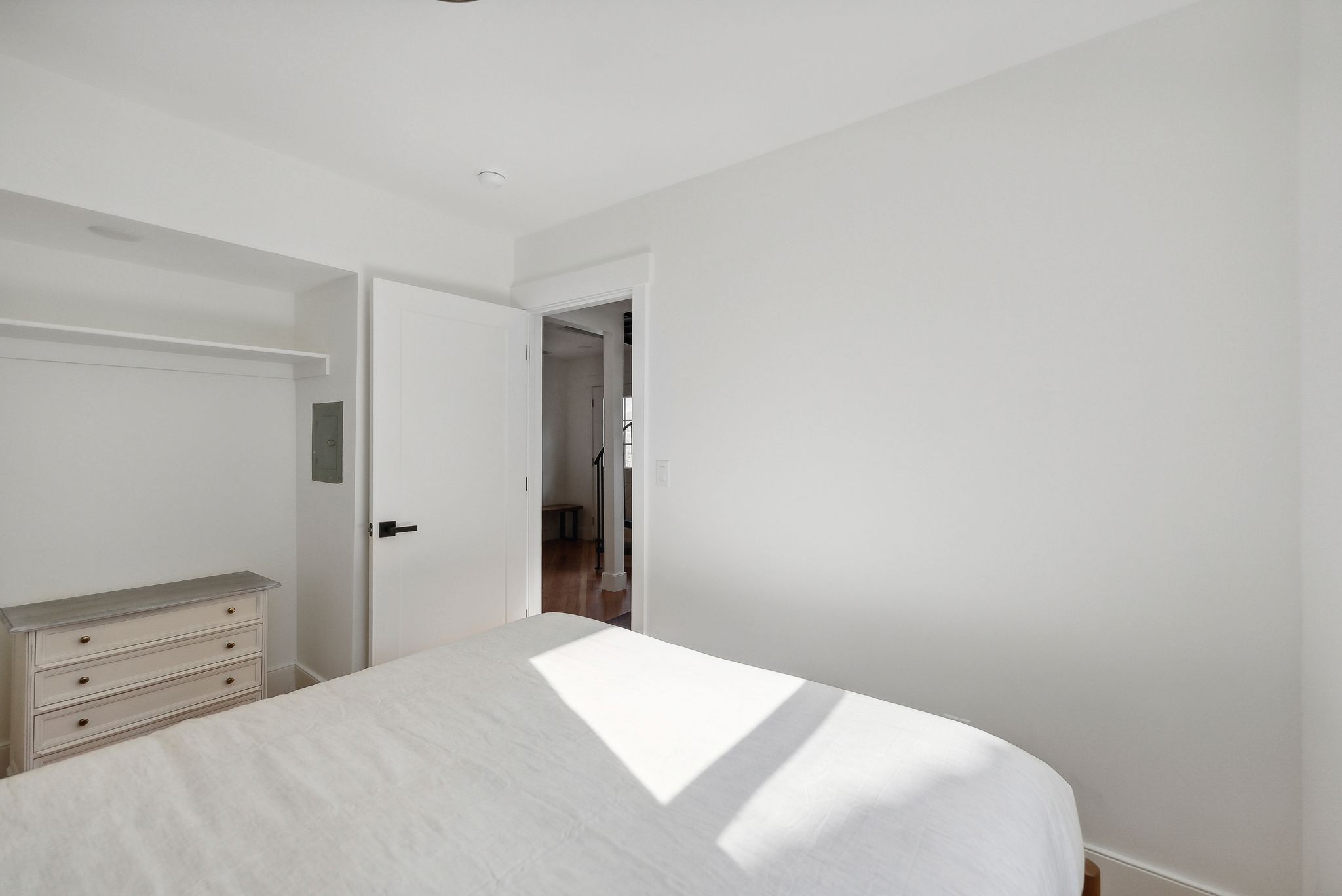 Bright room with white painted walls and trim