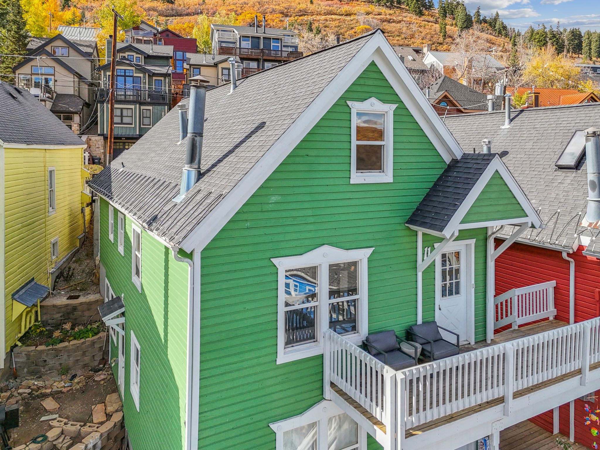 Green exterior with white trim
