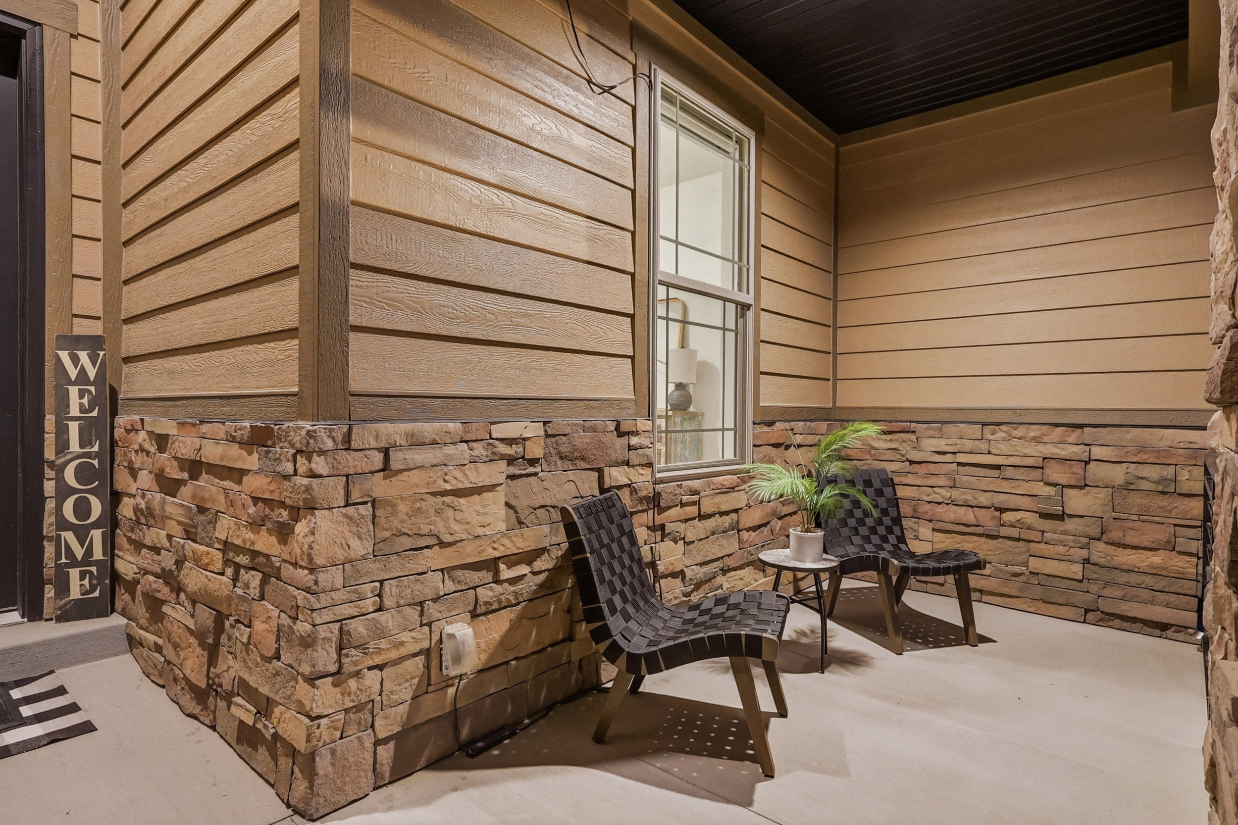 Front Porch with mountain and sunset views