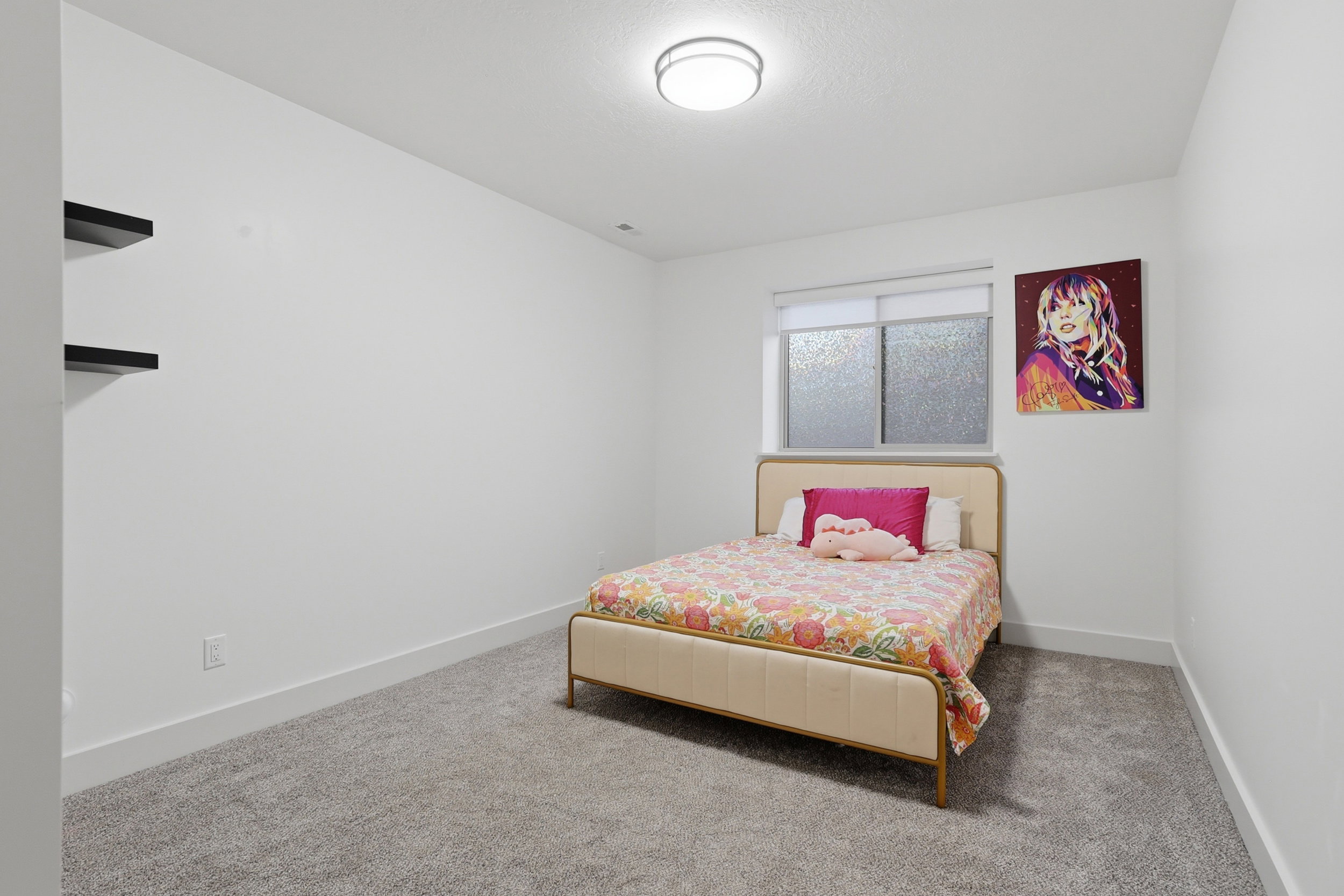 #4 Carpeted room featuring a single window with privacy glass, recessed lighting, and modern baseboards