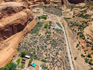 Expansive desert landscape with multiple residential structures