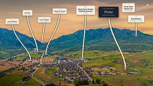 Aerial map illustrating property location within Mountain Green, highlighting proximity to Mountain Green Middle School, Lee's Market, Sinclair, Phoenix House, and Snowbasin ski resort