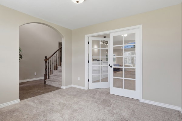 French doors with grid panel glass