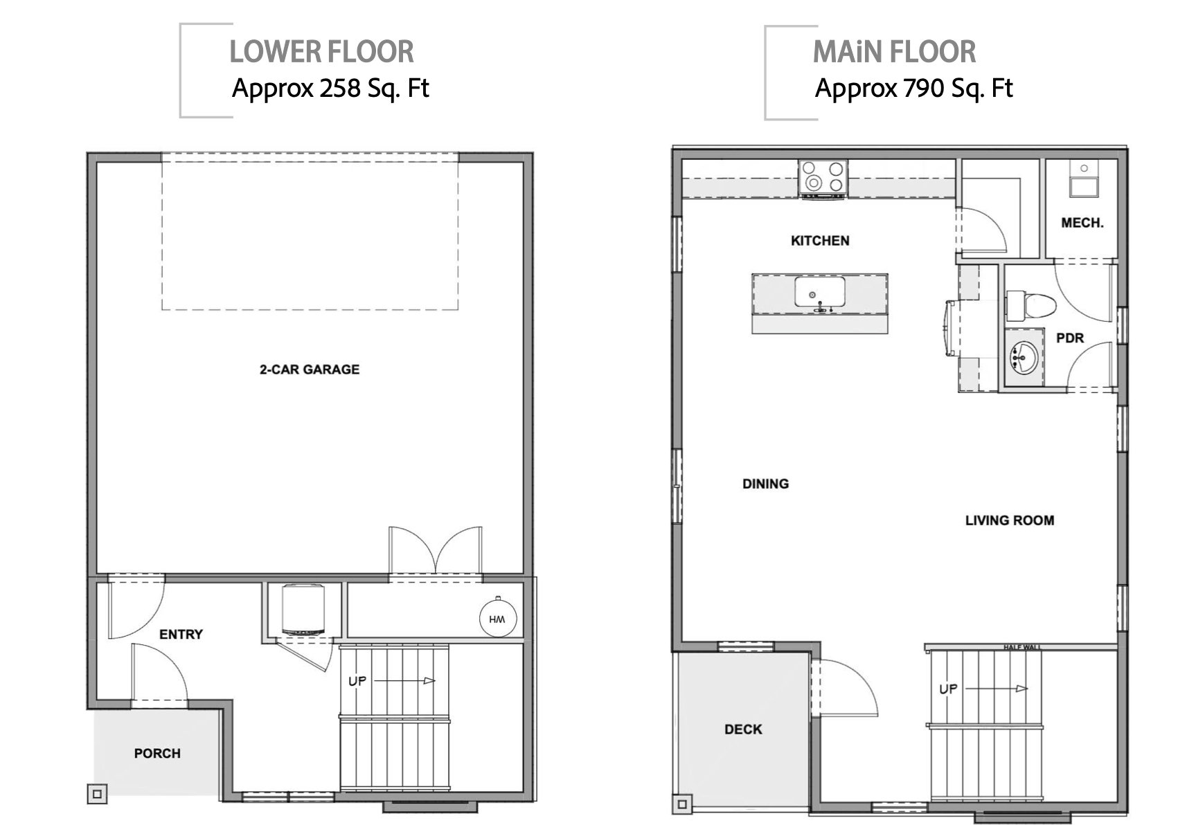 Floor plan of levels 1 and 2