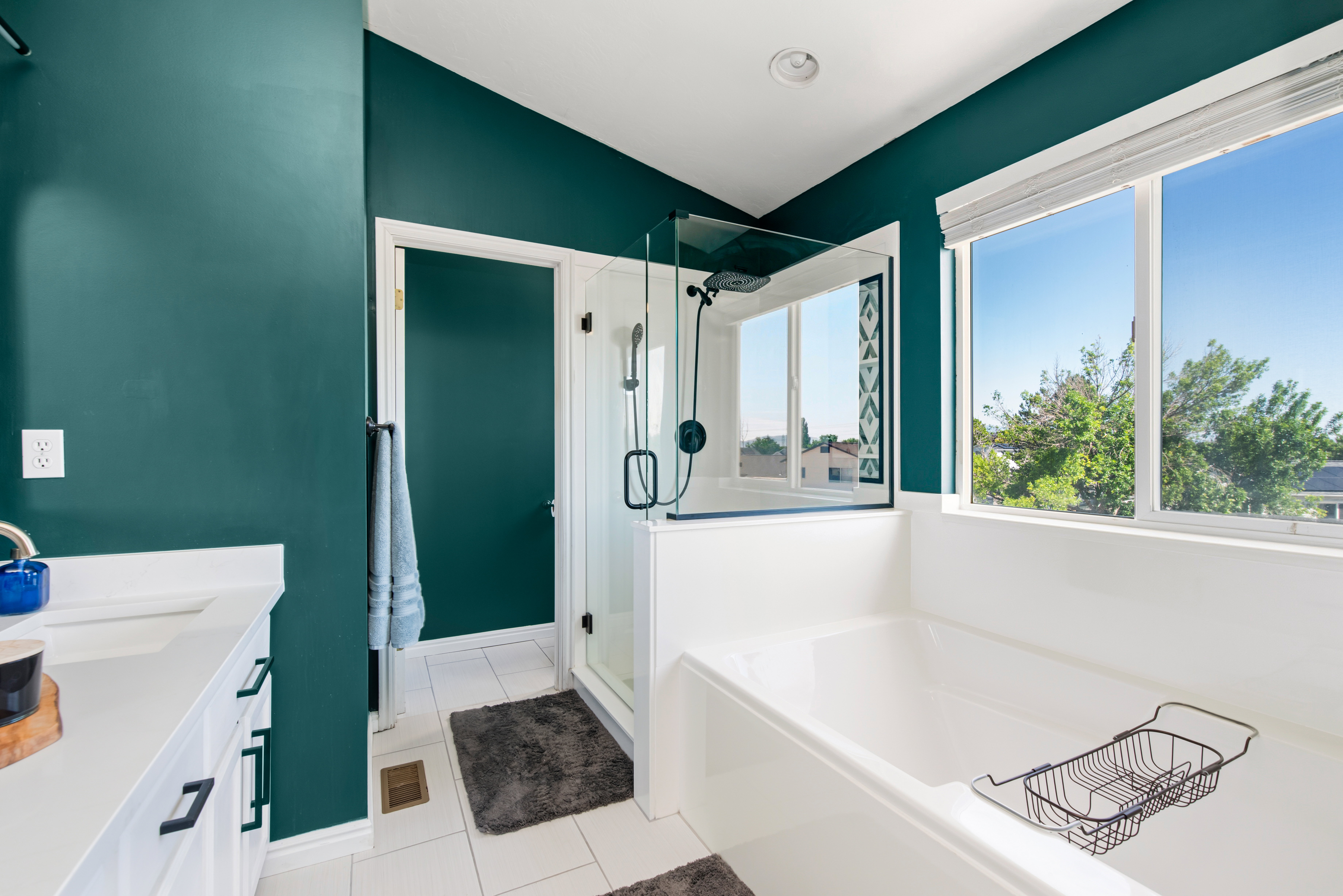 All new master bathroom