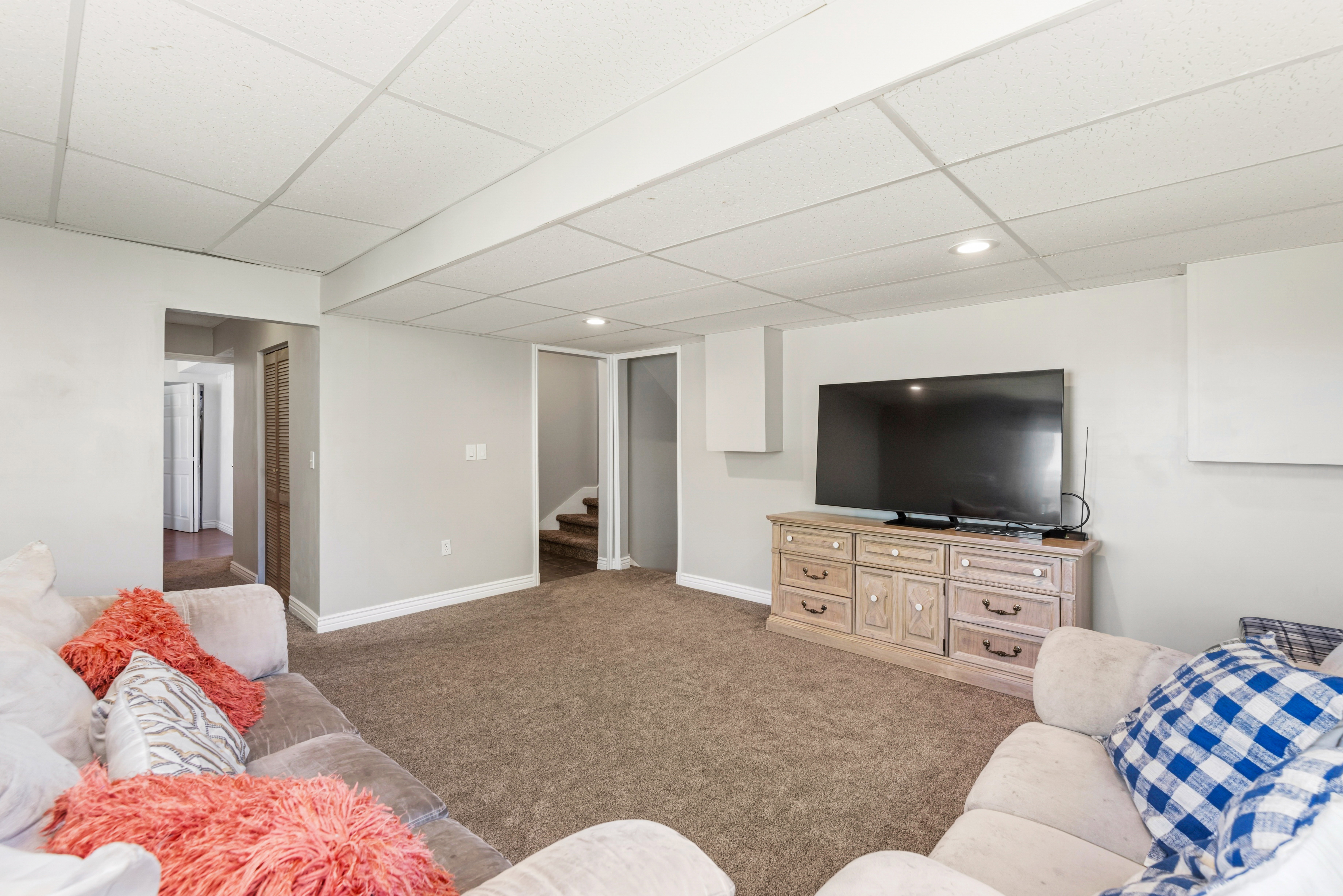 Spacious basement family room