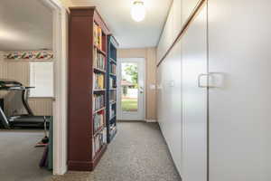 Access to backyard through basement hallway.