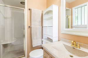 Primary bathroom with shower.