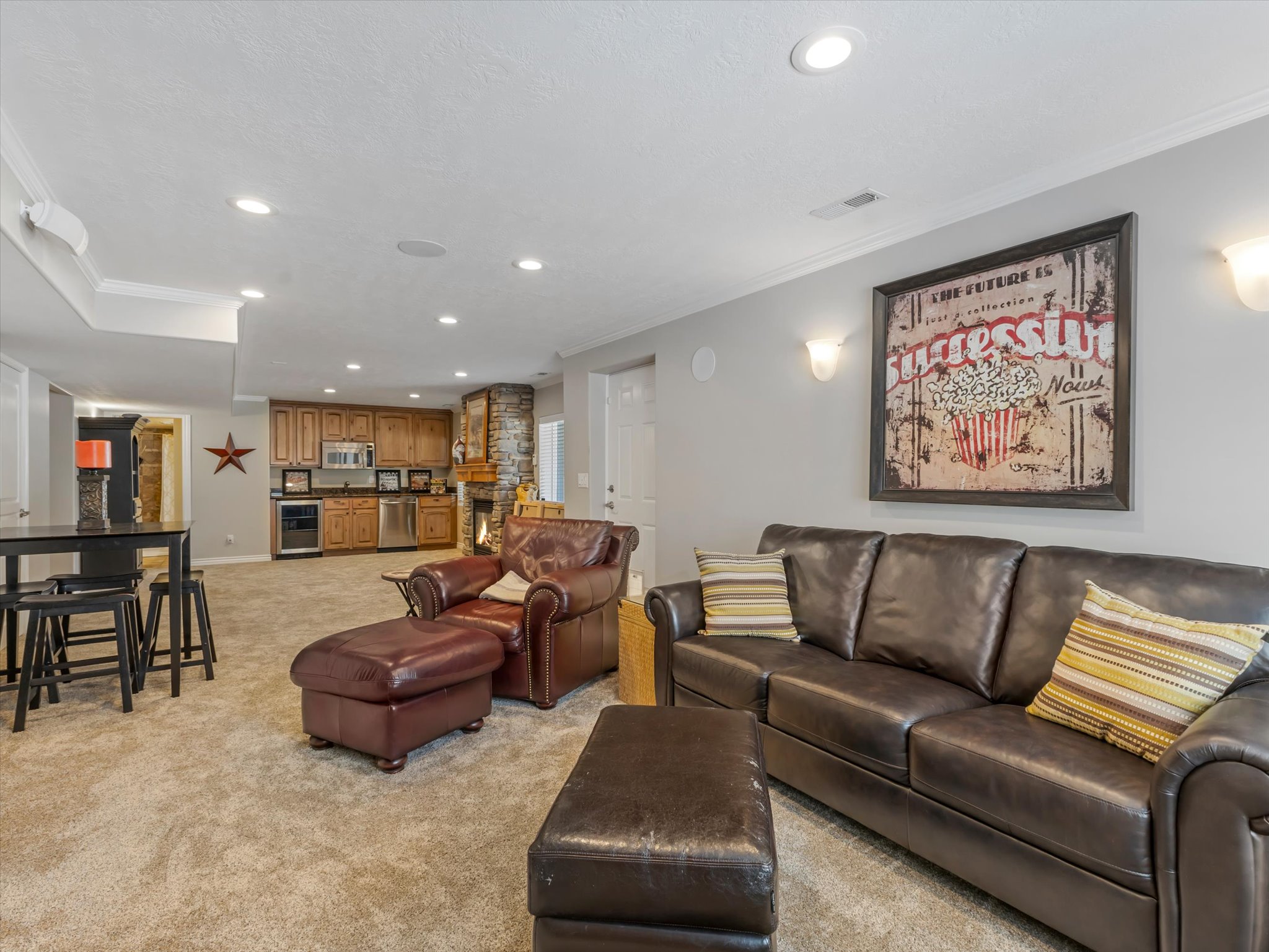 Basement living room space.