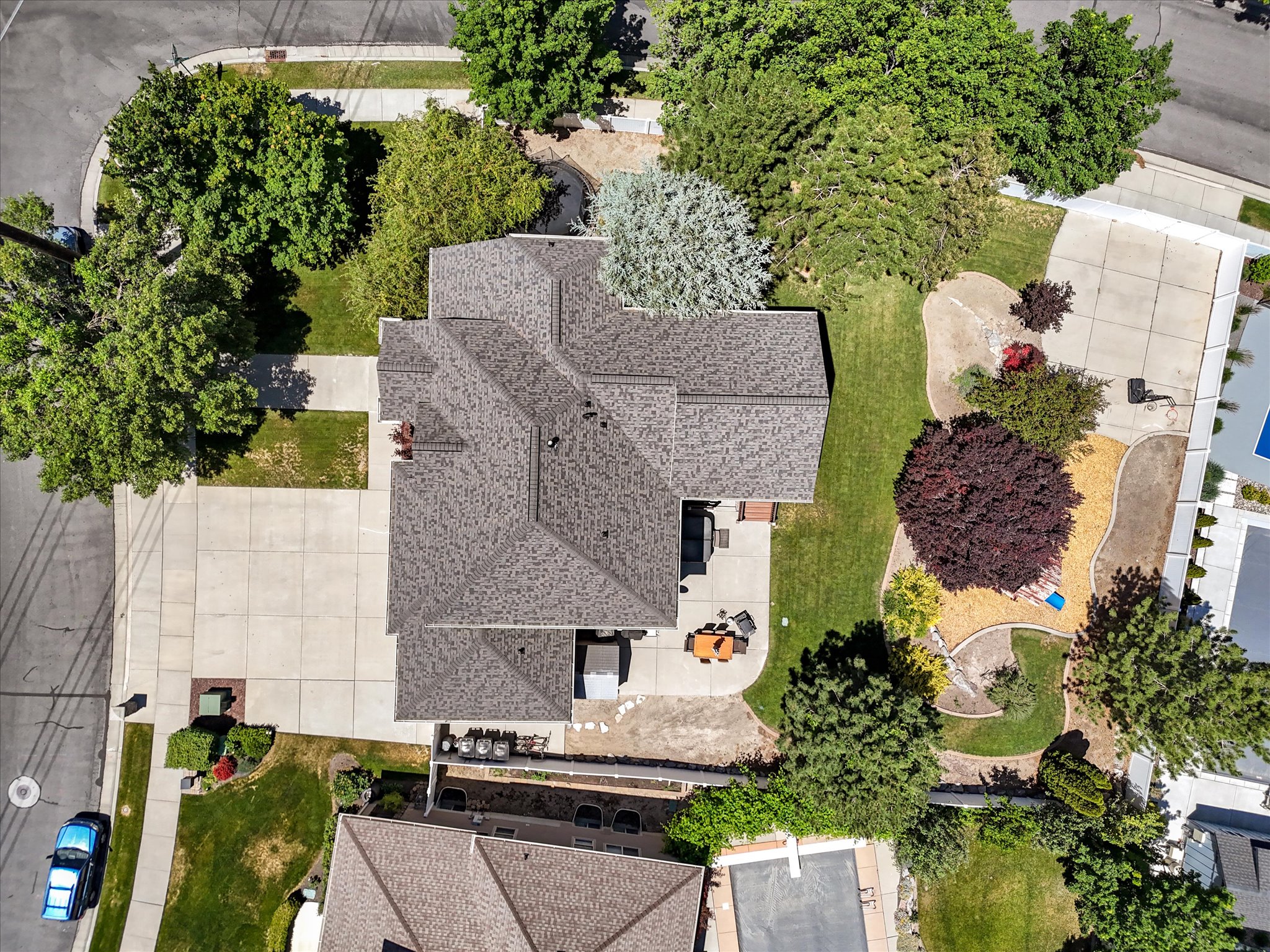 Aerial view of corner lot