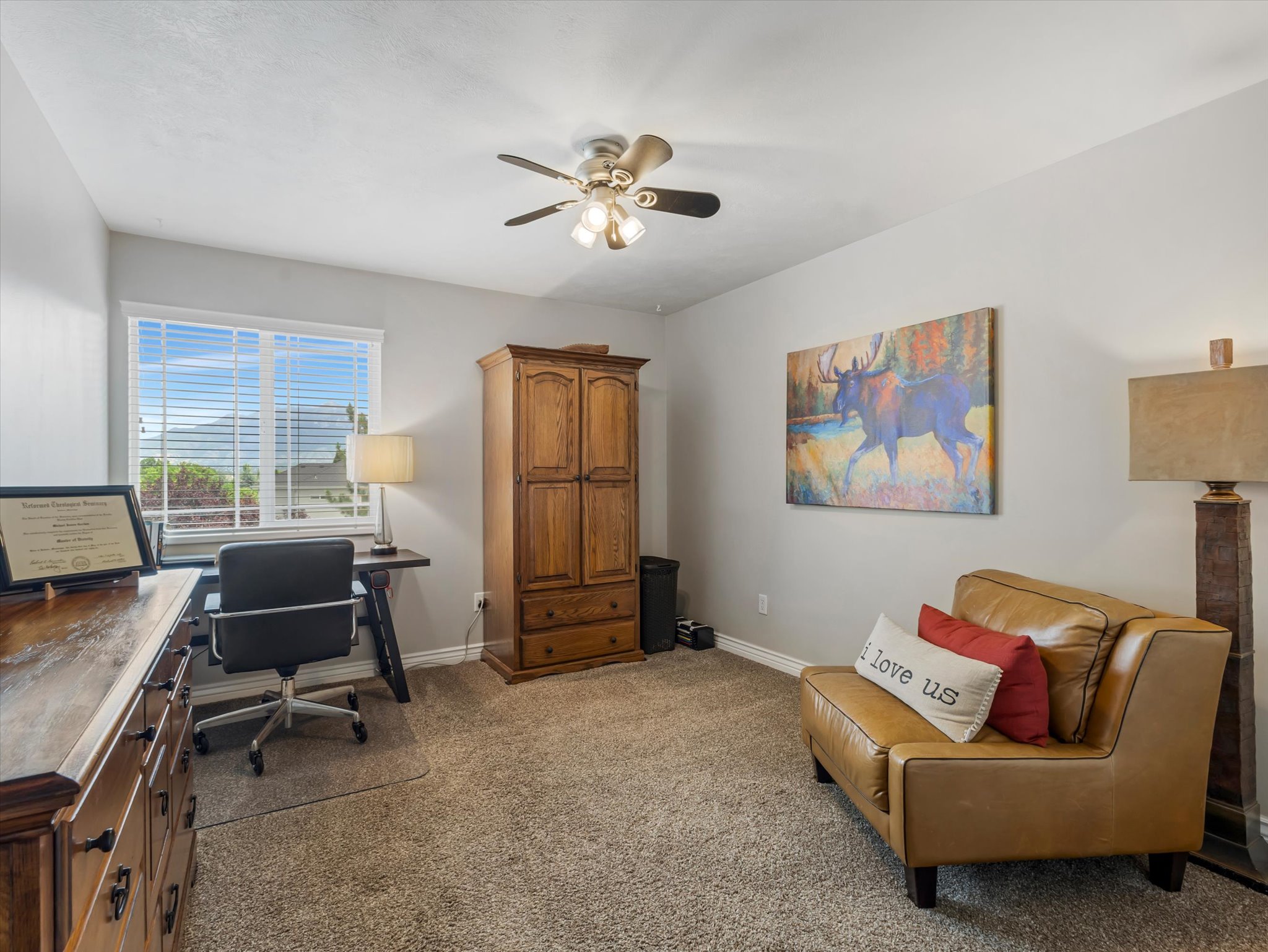 Secondary bedroom being utilized as an office