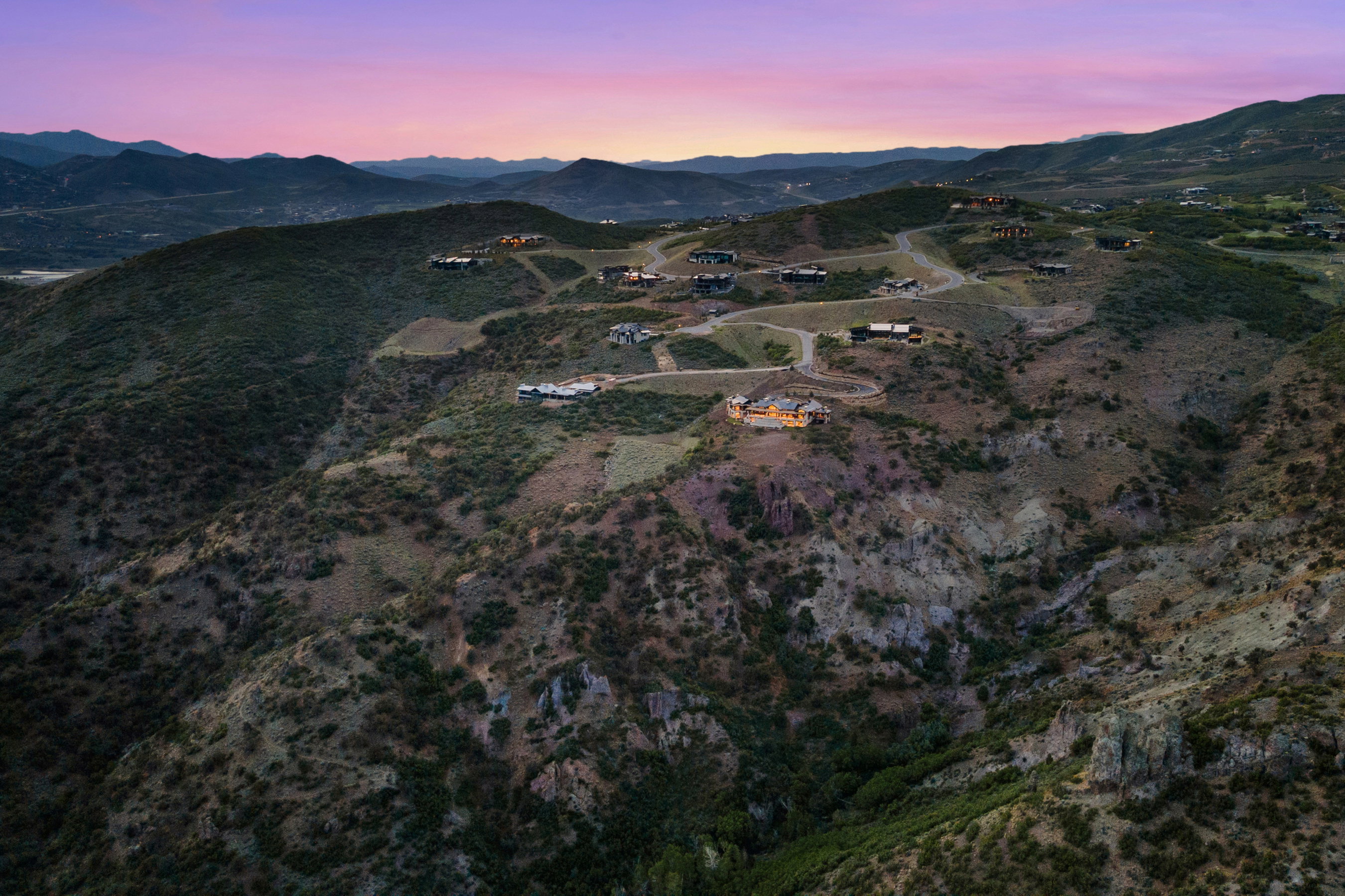 Hillside properties featuring multiple residences nestled into the terrain