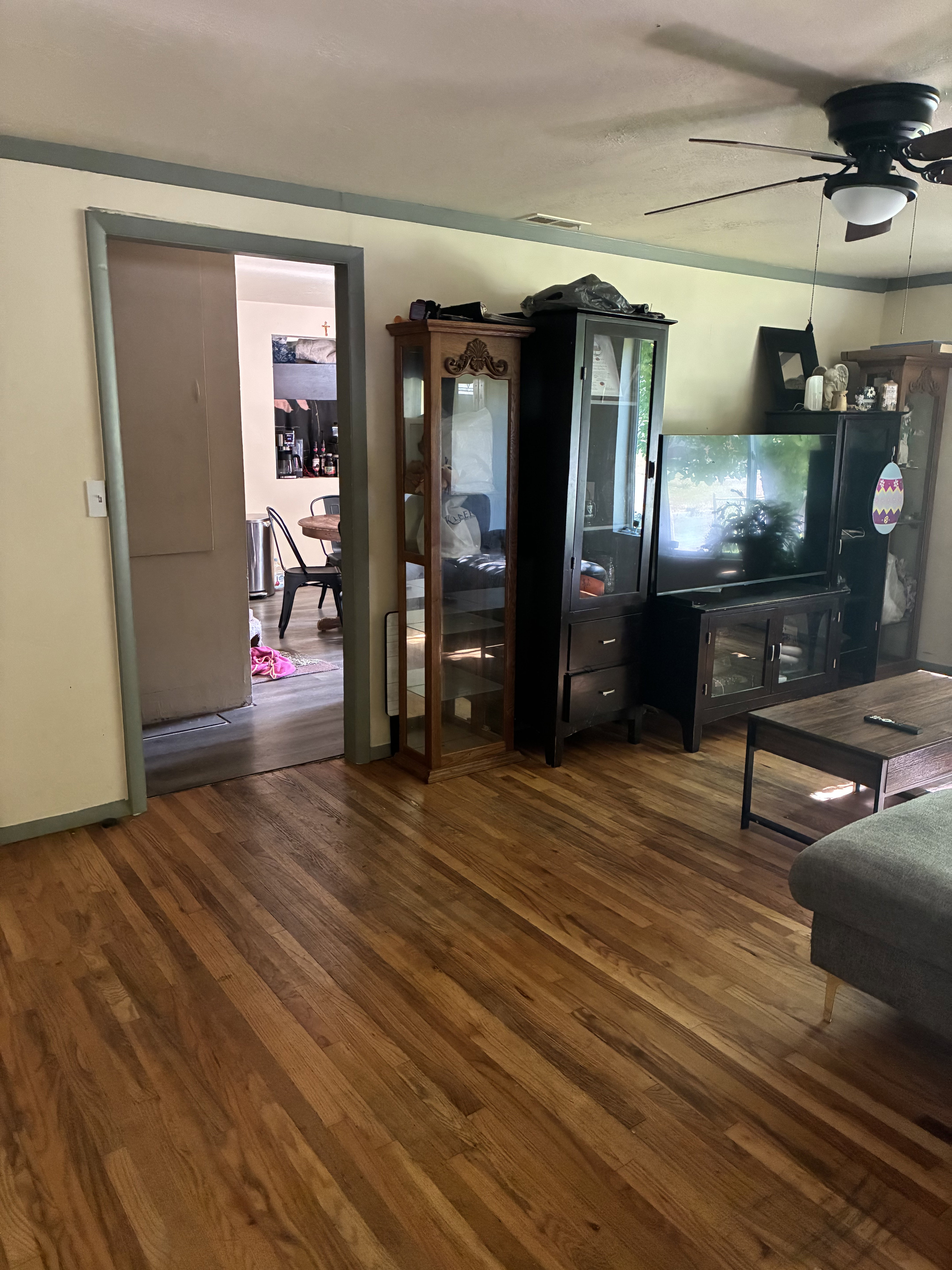 Wood-finish flooring throughout the main living area