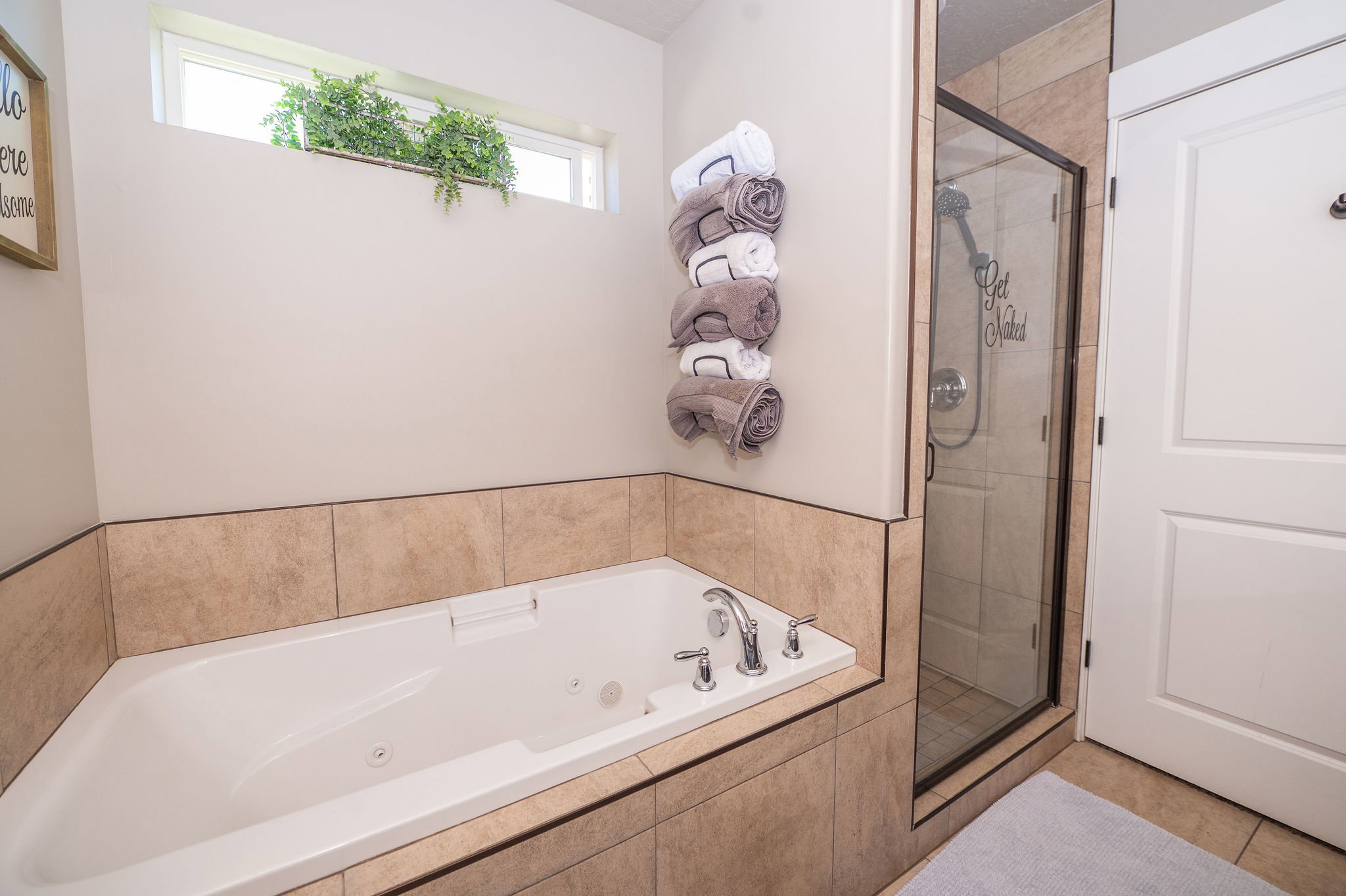 Separate tub and shower