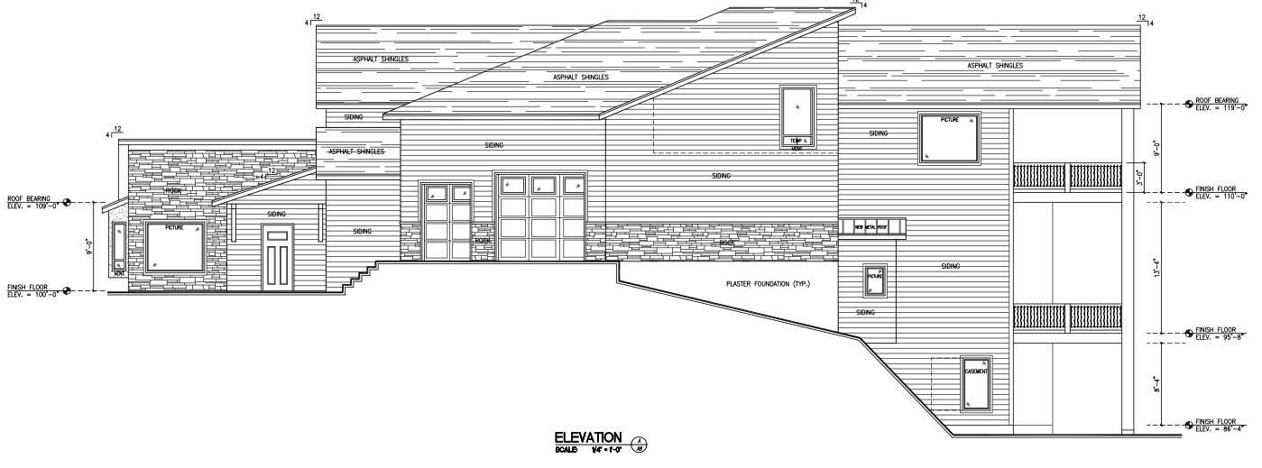Elevation Drawing. Outlining the exterior design and dimensions of the property