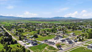 Aerial perspective showcasing a residential development with newly constructed homes