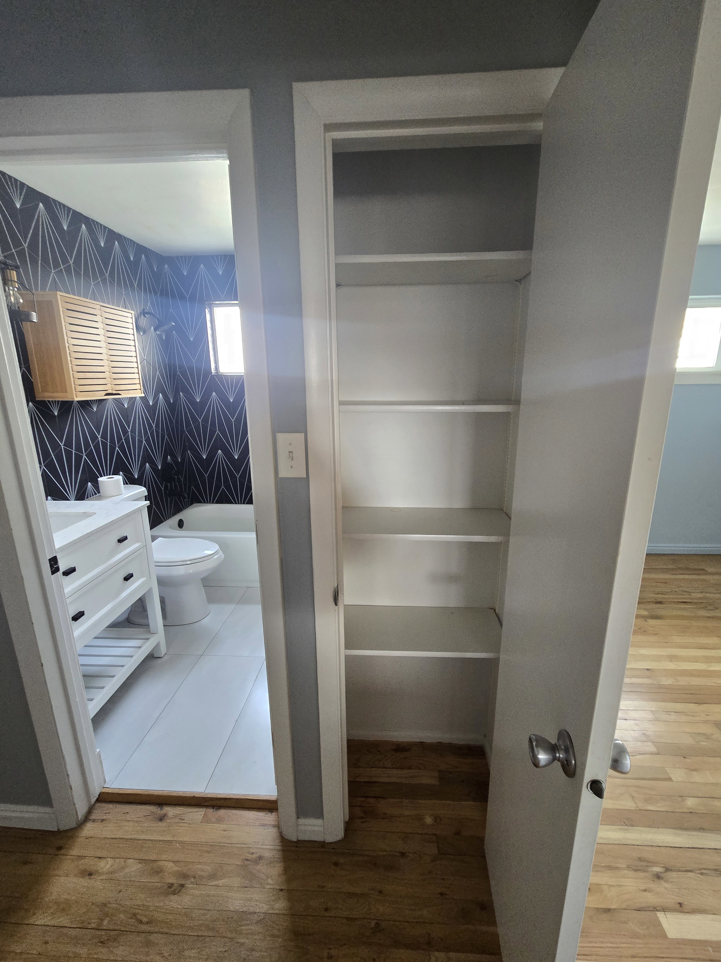 Integrated hall storage with multiple shelves