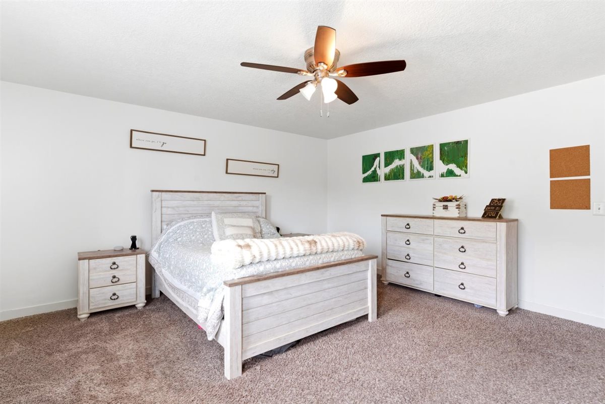 Expansive room featuring neutral-toned carpet flooring and white painted walls