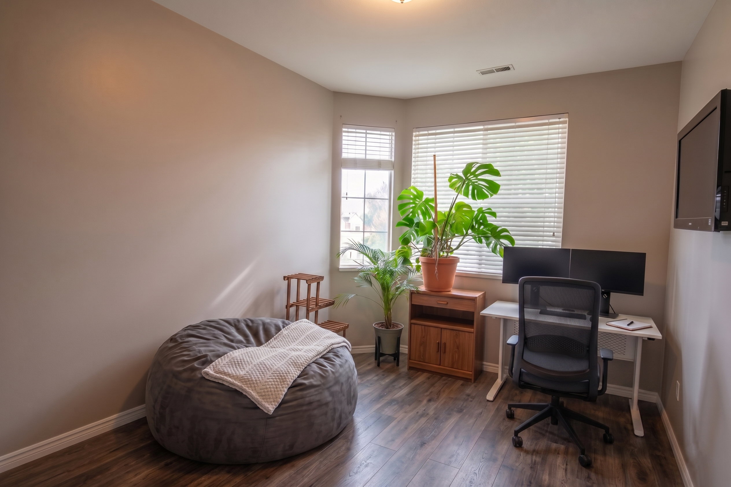 Bedroom with LVP flooring