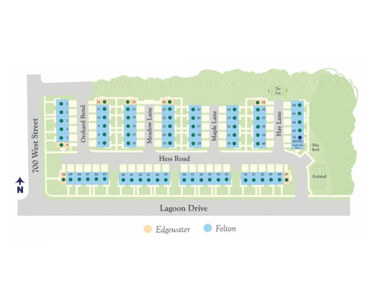 Community map of Hess Farms homesites.