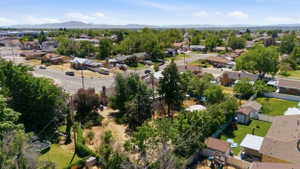Expansive aerial perspective showcasing a residential area with varied housing styles