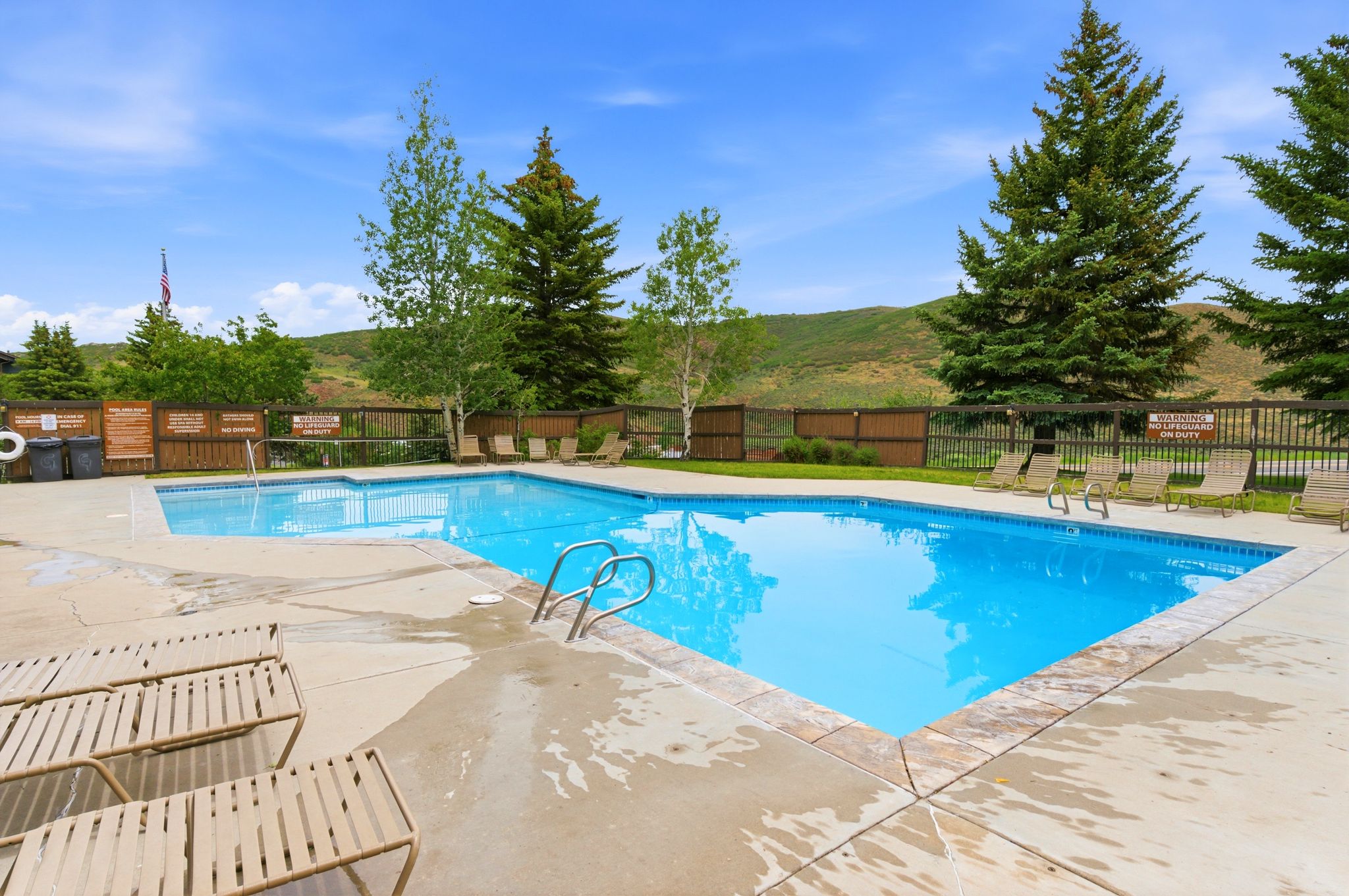 Outdoor swimming pool with concrete decking