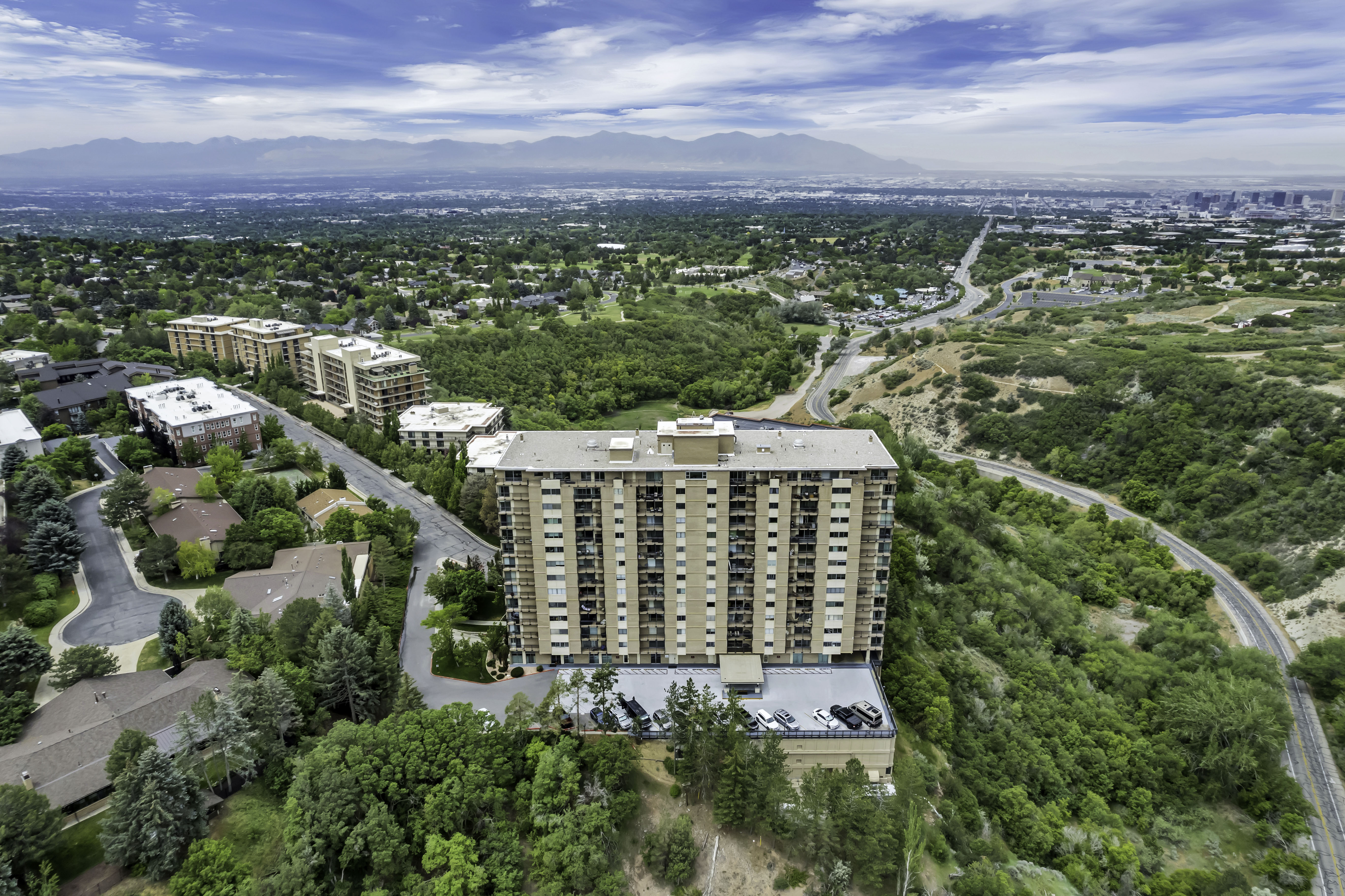High-rise looking toward Salt Lake City and the Great Salt Lake.