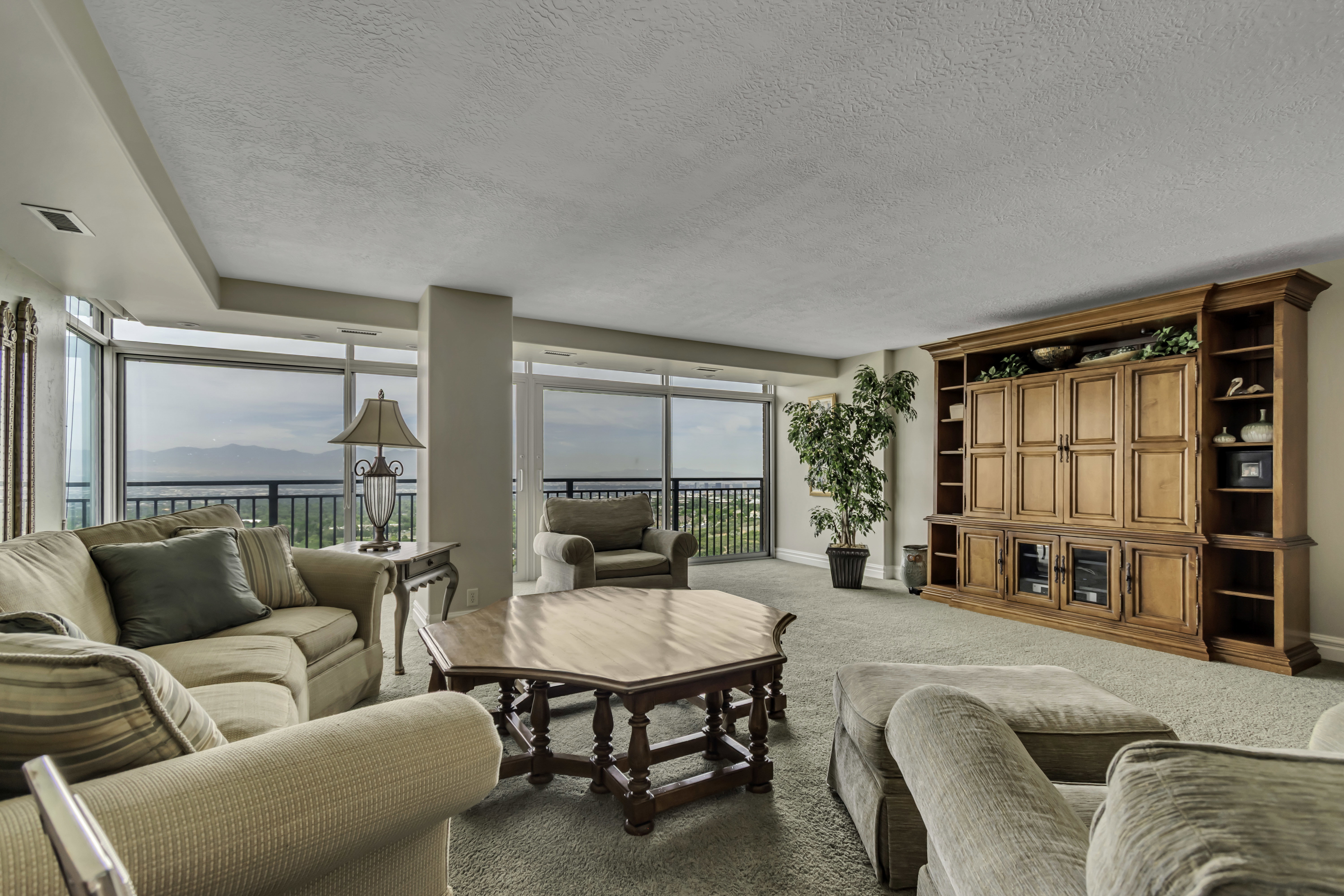 Living room with views of Salt Lake City and the Great Salt Lake