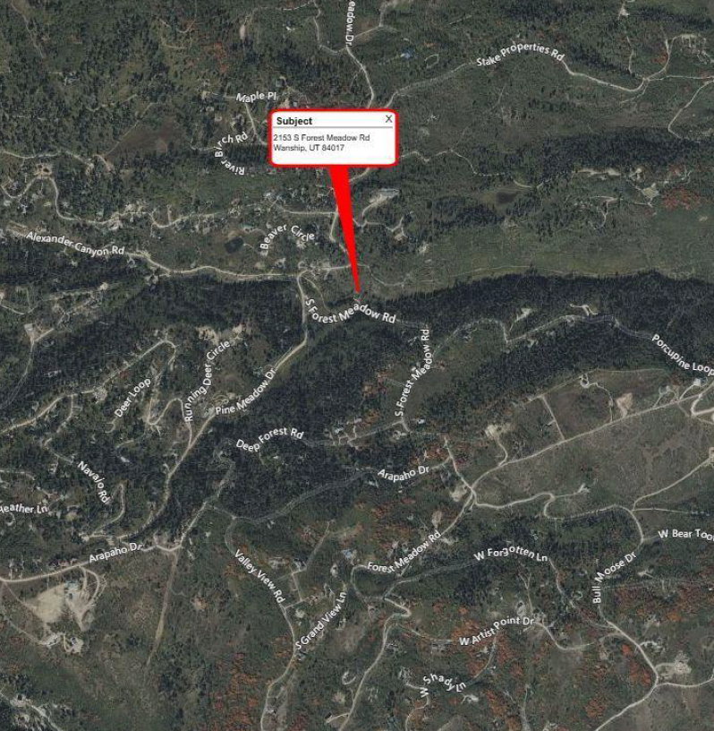 Geographic Information System (GIS) Map. Depicting the location of the property at 2153 S Forest Meadow Rd, Wanship, UT 84017