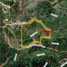 6.52 acres Property Map. Indicating the parcel boundaries and surrounding roads for the property