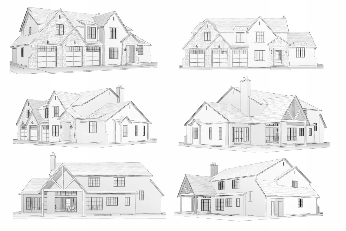 Architectural Renderings. Illustrating multiple perspectives of residential property designs