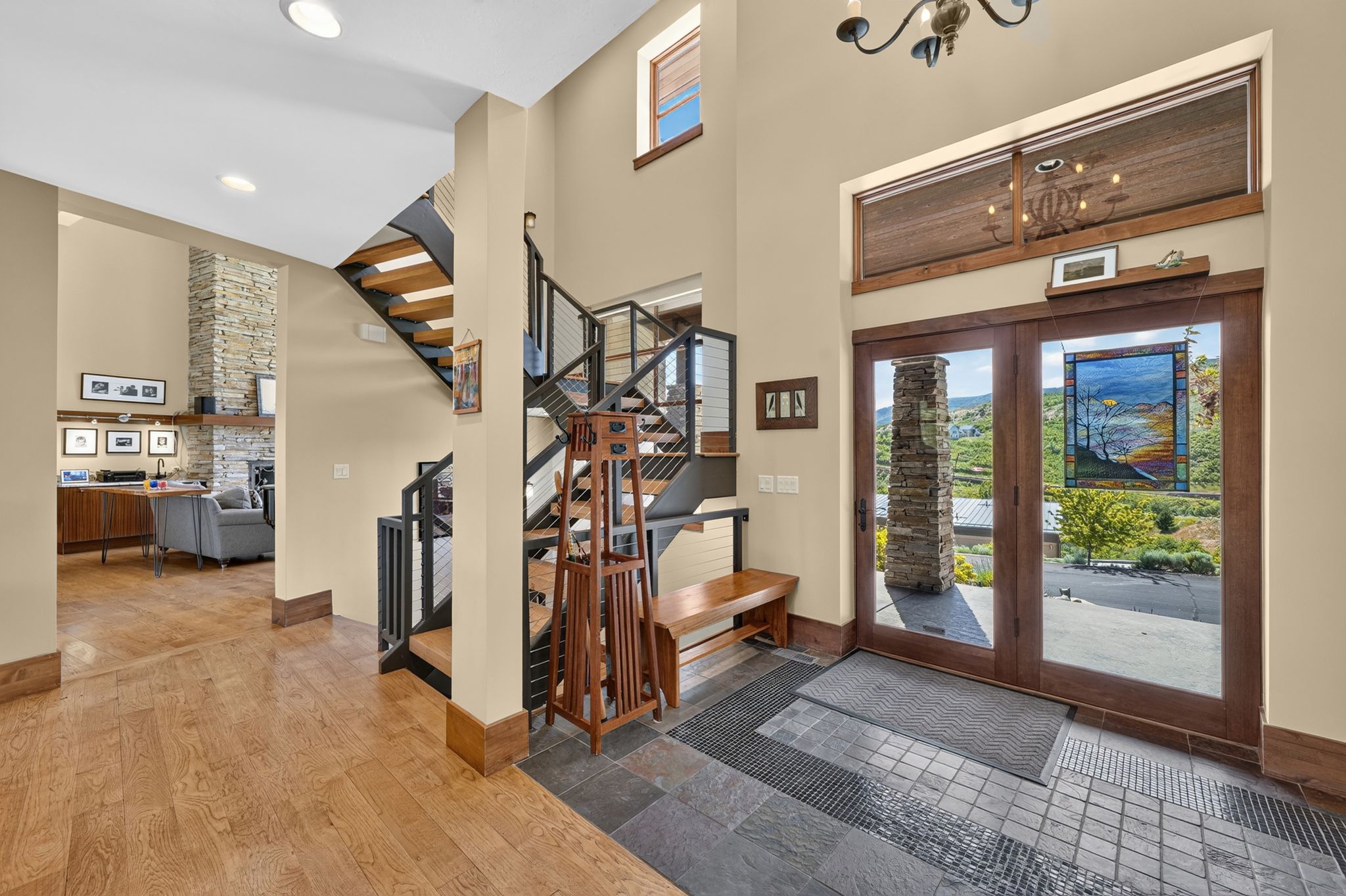Double-door entry with transom window